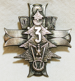 Rare WWII Polish Army 3rd Carpathian Rifles Division Officer Badge 800 Silver by Lorioli