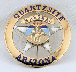 Great Late 1980s Quartzsite AZ Town Marshal Badge by BNB