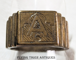 Great WWII Italian Made Deco Design 5th Army US GI Ring in Brass sz 9.25