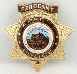 Beautiful Late 1980s San Carlos AZ Apache Police Sergeant Badge by BNB First Mark