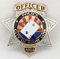 Large Early 1990s Show Low AZ Police Officer Badge by BNB