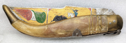 Wonderful 1920s-30s LARGE Folding Knife Souvenir of Spain with Bull Fight Scene