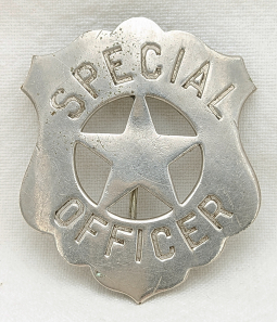 Ca 1890s Old West Special Officer Circle Cut Out Star Shield Badge Large Size