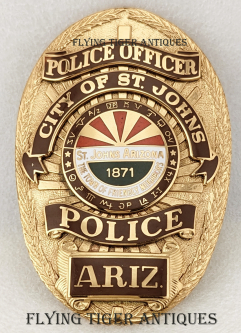 Beautiful Late 1980s St. Johns AZ Police Officer Badge by BNB