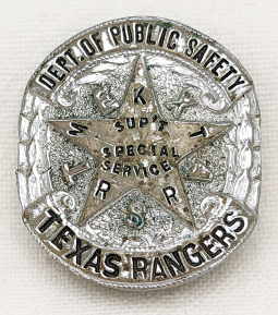 1949 Special Texas Ranger Badge of MKT KATY RR Sup't of Special Service C Taylor Wallis