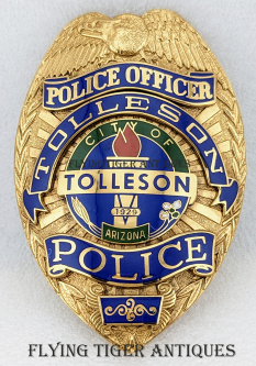 Nice Mid 1990s Tolleson Arizona Police Officer Badge by TCI