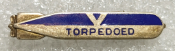 Iconic WWII US Merchant Marine TORPEDOED V For Victory Pin in Enameled Sterling