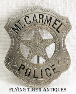 Great Old 1880s-1890s Mt. Carmel PA Police Badge by Tower & Lyon