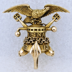 Stunning 1913 USNA Annapolis 14K Graduation Pin of James Emmet Brenner By BB&B