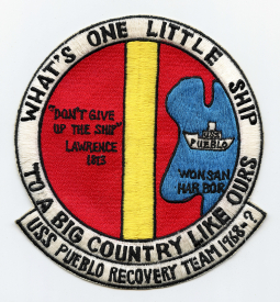 HUGE 1968 USN Japanese Made Novelty Patch USS Pueblo AGER-2 Recovery Team
