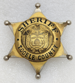 Great 1930s Full Sheriff of Tooele Co Utah 6-pt Ball Tip Star Badge