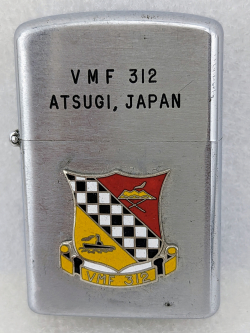 CA 1960 USMC VMF-312 Enameled Prince Rocky Lighter From Atsugi Japan