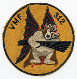 Rare WWII USMC Fighter Sq VMF-312 Large Embroidered on Twill Jacket Patch