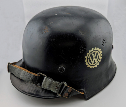 Extremely Rare REAL WWII Volkswagen Factory Guard Steel Helmet