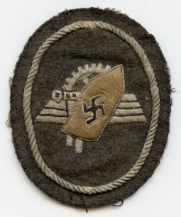 Rare WWII German Werkschutz Factory Guard Officer Leather Sleeve Badge in Bullion