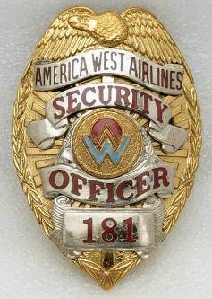 Rare 1987 America West Airlines Security Officer Badge #181 by SUN
