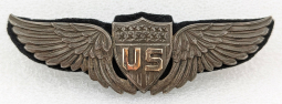 Stunning Iconic WWI USAS Pilot Wing by Robbins Screwback Maker Marked Wool Backing