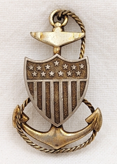 Ext Rare WWI ca 1917-18 USCG Coast Guard CPO Chief Petty Officer Hat Badge