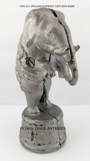 Great Antique ca 1900 Cast Iron Circus Elephant Still Bank by A.C. William
