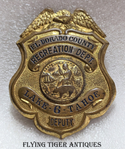 1930s El Dorado Co CA Lake Tahoe Recreation Dept Deputy Badge #6 by LAS&S from older Chipron Die