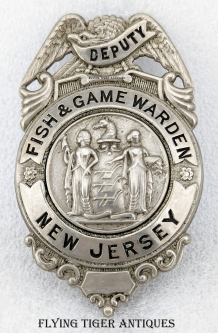 Great Early 1910s New Jersey Deputy Fish & Game Warden Badge Large