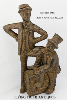 Great Old ca 1912 Mutt & Jeff Cast Iron Still Bank by A.C. Williams
