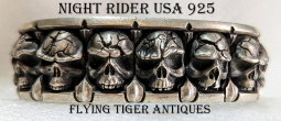 Awesome HEAVY Night Rider All in the Family Skulls Bracelet