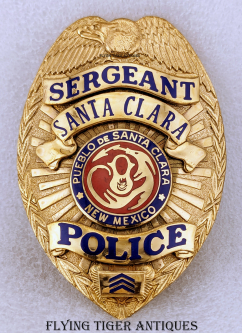Ext Rare 1990s Santa Clara Pueblo Tribal Police Sergeant Badge by April