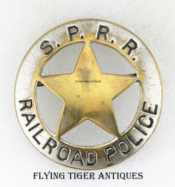 Great Old West ca 1900 Southern Pacific Railroad Police Large Circle Star Badge by Irvine & Jachens