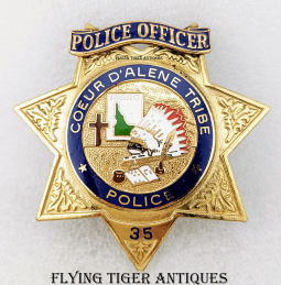 Beautiful Mid-1980s Coeur D'Alene Tribal Police Officer Badge #35 by BNB