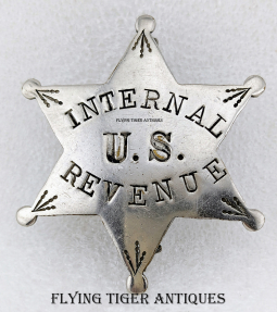 Ext Rare & Early circa 1880s-1890s US Internal Revenue Badge of Officer R.W.Lilly