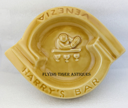 1950s-60s Ashtray from Harry's Bar in Venice in a Lovely Burnt Yellow Translucent Glaze Signed