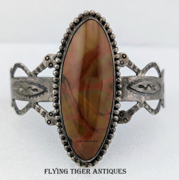 Wonderful 1930s Fred Harvey Type Bracelet Probably Zuni Made Loaded with Snakes Great Caramel Agate