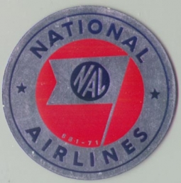 1960s National Airlines Baggage Label