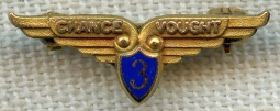 Rare 1930's - 1940's Chance Vought Aviation Corp. 3 Year Service Pin by Balfour