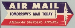 Late 1940s American OVERSEAS Airline Label