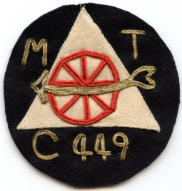 Stunning French Made WWI US Army 449th Motor Transport Company MTC Shoulder Patch