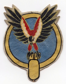 WWII CBI-Made USAAF 44th Bomb Squadron 40th Bomb Group 20th Air Force Patch Hand-Painted on Leather