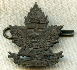 WWI CEF (Canadian Expeditionary Forces) 45th Manitoba Overseas BN Collar Badge