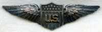 Beautiful, Extremely Rare (Only 6 Known) WWI USAS Pilot Wing in Sterling & 14K