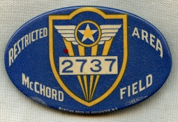 Wonderful WWII USAAF 4th Air Force McChord Field Restricted Area Pass Badge