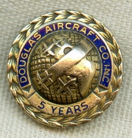Late 50's - Early 60's Douglas Aircraft 5 Years of Service Pin by Robbins