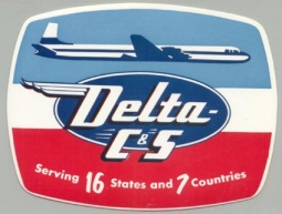 1950s Delta C&S Baggage Label