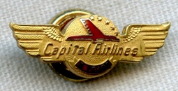 1950s Capital Airlines 5 Years of Service Lapel Pin in 10K Gold