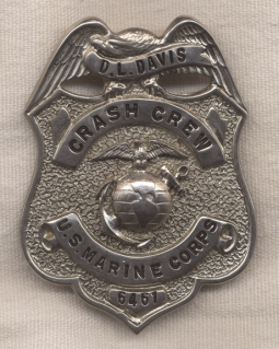 1950s Named US Marine Corps (USMC) Crash Crew Badge