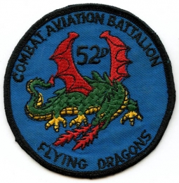 Scarce Early 1960s US Army 52d Combat Aviation Battalion Flying Dragons Pocket Patch Worn in Vietnam