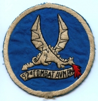 1960s Hand-Embroidered US Army 52nd Combat Aviation Battalion (Flying Dragons) Pocket Patch