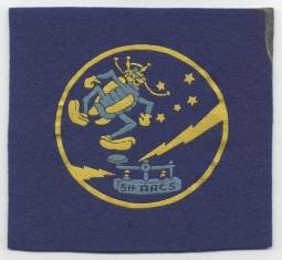 Ext Rare 1942 5th Army Airways Communications Squadron AACS Jacket Patch