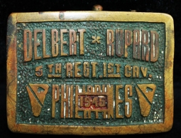 Wonderful, Early 1945 5th Ca. Regt., 1st Cav Div. Souvenir Belt Buckle Handmade in the Philippines