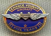 1940's 10K Chance Vought Aircraft Corp. 5 Year Service Pin